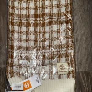 Timberland Tan and White Plaid Scarf